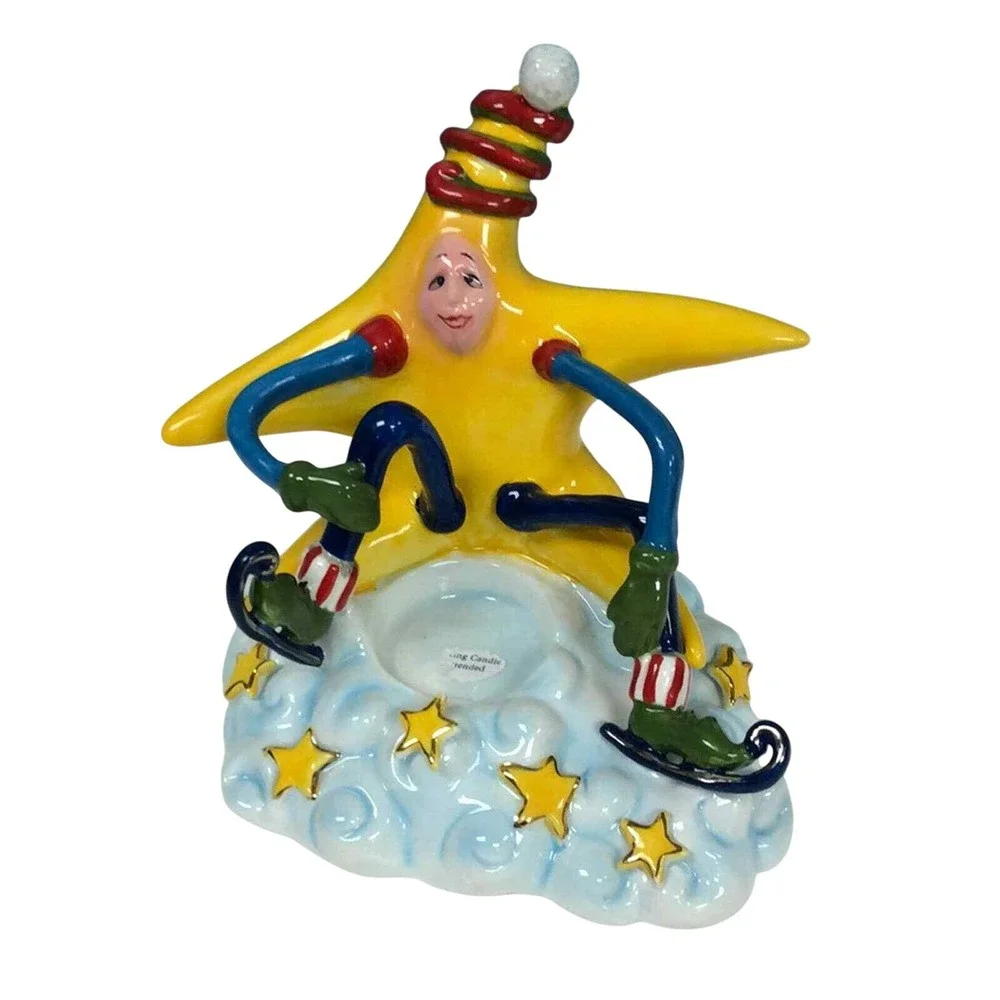 Vtg 2003 Vanmark Christmas Star On Ice Skates Figurine‎ Candle Holder Holiday